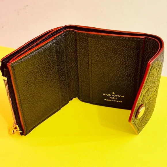 Louis Vuitton Black Embossed Monogram Small Wallet with Red Trim - Picture 13 of 16